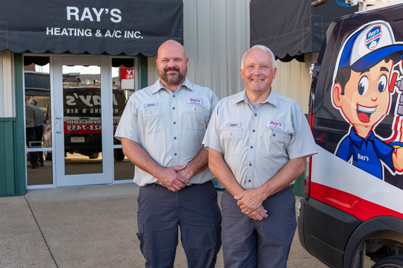 Brian and Jason standing outside the Ray's headquarters building.